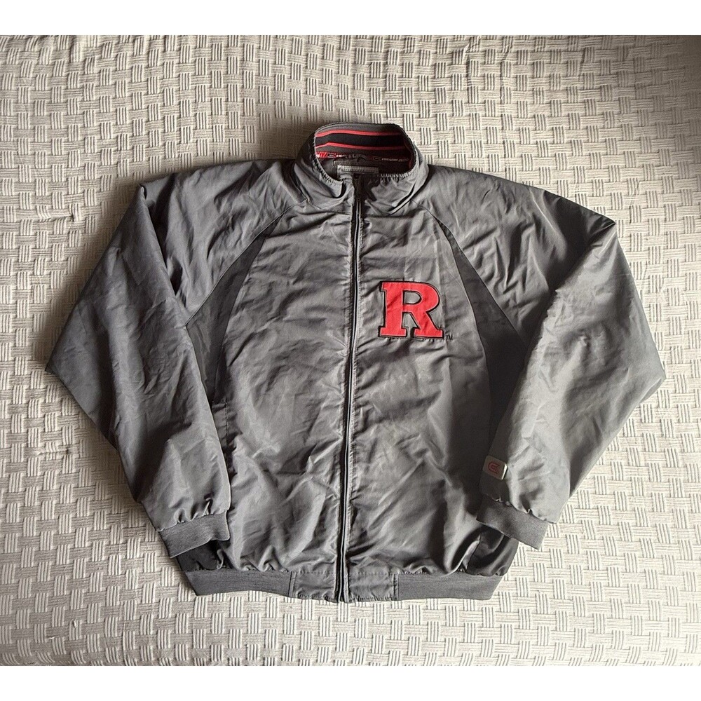 Colosseum Rutgers Scarlet Knights Fleece Lined Bomber Jacket Mens XL Grey